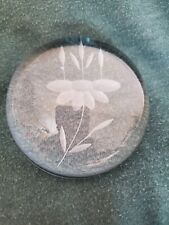 Vintage 1980s Glass Paperweight Clear Flower picture
