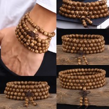 Natural Sandalwood 108 Bead Bracelet Buddhist Prayer Meditation Rosary picture