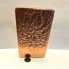 999 Fine Copper Ingot Bar 6 lb 10 oz Hand Poured Collectible Metalware picture
