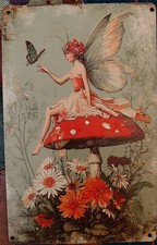 Charming Fairy Theme Wood Sign 8x5 Whimsical Fantasy Garden  MushroomWall Decor  picture