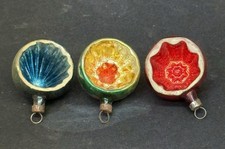 VTG set 3 Era Mercury Glass Single Indent Christmas Tree Ornaments Poland 1 1/2” picture