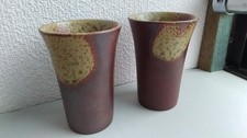 Satsuma Ware Set of 2 Sake Cups Kinsho Kinko Ceramic Vintage used picture