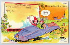 Ashton MO Missouri People In Car Vintage Comic Linen Postcard picture