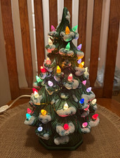 Vintage Holland Mold Ceramic Christmas Tree 1973 Snow Covered Lighted 12” picture