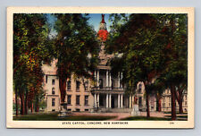 Linen Postcard State Capitol Concord NH Posted 1939 picture