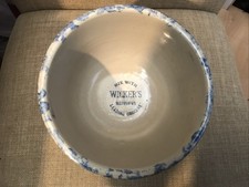 Antique Stoneware Spongeware Panel Bowl Advertising Wicker’s Medford Red Wing picture