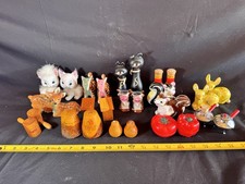 Vintage Salt and Pepper Shakers Lot Napco Enesco Ceramic Wood Kitsch Japan Set picture