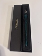 Turquoise Blue Hand Blown Glass Dip Pen Spiral Nib Calligraphy Herbin  picture