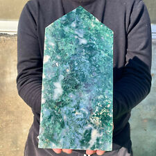 7.72LB Natural green moss agate quartz obelisk crystal aura healing energy picture