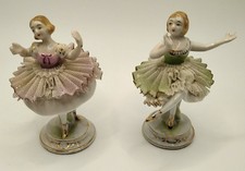 Lot of 2 Vintage Occupied Japan Dancing Ballerina Figurines with Lace picture