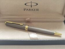 Parker Ink Pen Sonnet Ballpoint Pen Gray Grid Gold Clip 0.7mm Blue Gift Boxes picture