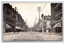 Postcard Oneonta New York Main Street Scene People Businesses picture