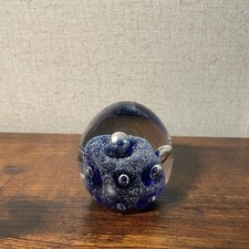 Dynasty Gallery Heirloom Collectibles Blue Controlled Bubble Glass Paperweight picture