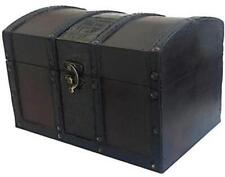  Wood and Leather Treasure Chest Box Decorative Storage Chest Box with Lock |   picture