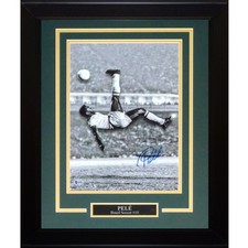 Pele Autographed Brazil Soccer (Bicycle Kick) Deluxe Framed 11x14 Photo ? Becket picture