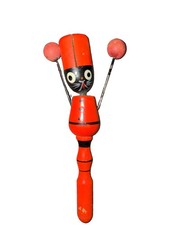 Vintage RARE Japanese Wood Halloween Black Cat Noise Maker Kazoo 1950s Clacker picture