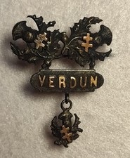 🔥 WWI 1916 FRENCH VERDUN SWEETHEART BROOCH PIN CROSS OF LORRAINE picture