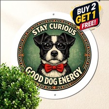 Funny Boston Terrier Dog Tin Sign Cute Puppy Pet Owner Gift Round Plaque picture