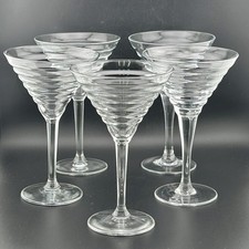 Rhythm by Crate & Barrel Optic Beehive Martini Glasses 7″ 2000s Vtg Set of 5 picture