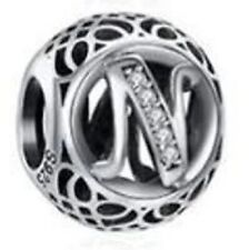 New Sterling Silver Pandora Initial Alphabet Letter N Charm Bead  w/pouch picture