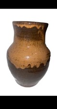 Vintage Studio Pottery 8 Inch Brown Drip Glaze Vase Signed Artist Miller  picture