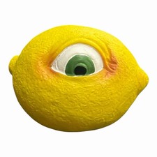 Vintage Novelty Lemon Figurine Hidden Eyeball Gag Gift Hard Resin picture