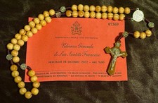 Pope Francis Blessed Jerusalem Olive Wood St Benedict  Rosary With Ticket Copy picture