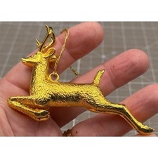 Vintage MMA Ornament  Running Deer Gold Tone 3.25