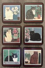 Pimpernel Cork Back Cat Coasters Set of 6 Assorted Kitties Made In England NWOB picture