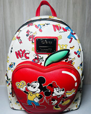 Loungefly Disney 2025 NYC Print Mini Backpack Mickey Mouse Minnie Mouse White picture