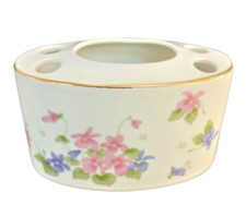 Violet Floral Toothbrush Paste Holder Porcelain Bathroom Decor 4.5x3