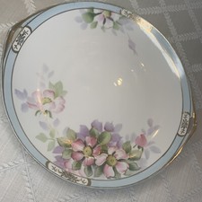 Antique Nippon Hand Painted Serving Plate w/Gold Handles, Peonies Roses Pastels picture