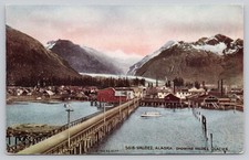 1913 Valdez Alaska Postcard - Glacier, Mountains & Waterfront Scene P.S. Hunt picture