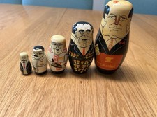 Vintage Russian Nesting Doll Set 5 Russian Political Leaders Matryoshka picture
