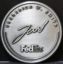 2025 FedEx Frederick W Smith Founder Challenge Coin Silver Finish Employee Rare picture
