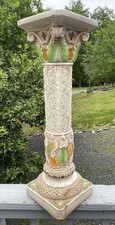 Vintage 20th C Plaster Neoclassical Jardiniere Pedestal Stand 9 Muses Garden Art picture
