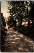 1910's Road Near Sharptown New Jersey NJ Car Approaching The Road Postcard picture