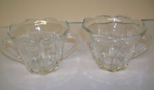 Sugar Bowl & Creamer Clear Glass Paneled Sides w/ Ruffled Rim 2.5
