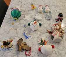 Lot of 16 Christmas Santa Snowman Mercury Glass Ornaments Some Vintage picture