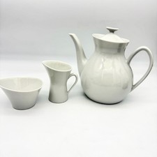 Rorstrand Home Tea Set 3Pc Porcelain Mid-Century White Blanca Pattern picture