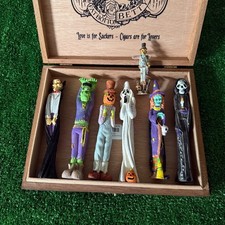 VTG Halloween Set 7 Skinny Spooky Pencil Figurines In Fat Bottom Betty Toro Box picture