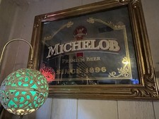 Vintage Michelob Premium Beer Gold Framed Bar Mirror Advertising Sign 34”x28” picture