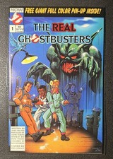 The Real Ghostbusters #1 With Pin Up Poster Now Comics 1988 White Pages NM🔥🔥 picture