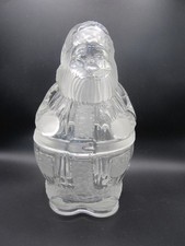 GORHAM Holiday Traditions Crystal Glass Santa Treat Jar 9 1/4