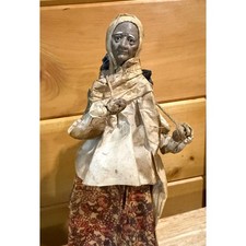 Vintage Mexican Paper Mache Folk Art Woman with Coal Basket Figurine 12 Inch picture