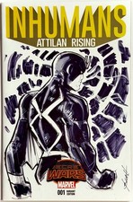 Inhumans Attilan Rising 1 - Blank Sketch Variant Cover Original Art by Lacy +COA picture