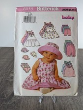 Butterick 6033 Baby FAST & EASY Sewing Pattern L-XL Dress Top Pants Hat picture