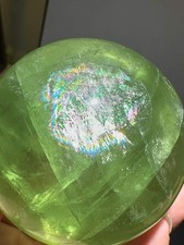 486g Natural Green Fluorite Quartz Sphere Crystal Energy Ball Reiki Decor picture