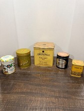Vintage Tea Tin Lot of 5 Twinings Boston Tea Co Golden Leaf Jasmine Decor picture