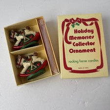 VTG NEW 2 Rocking Horse Candle Holders-Candles Holiday Memories 3/4